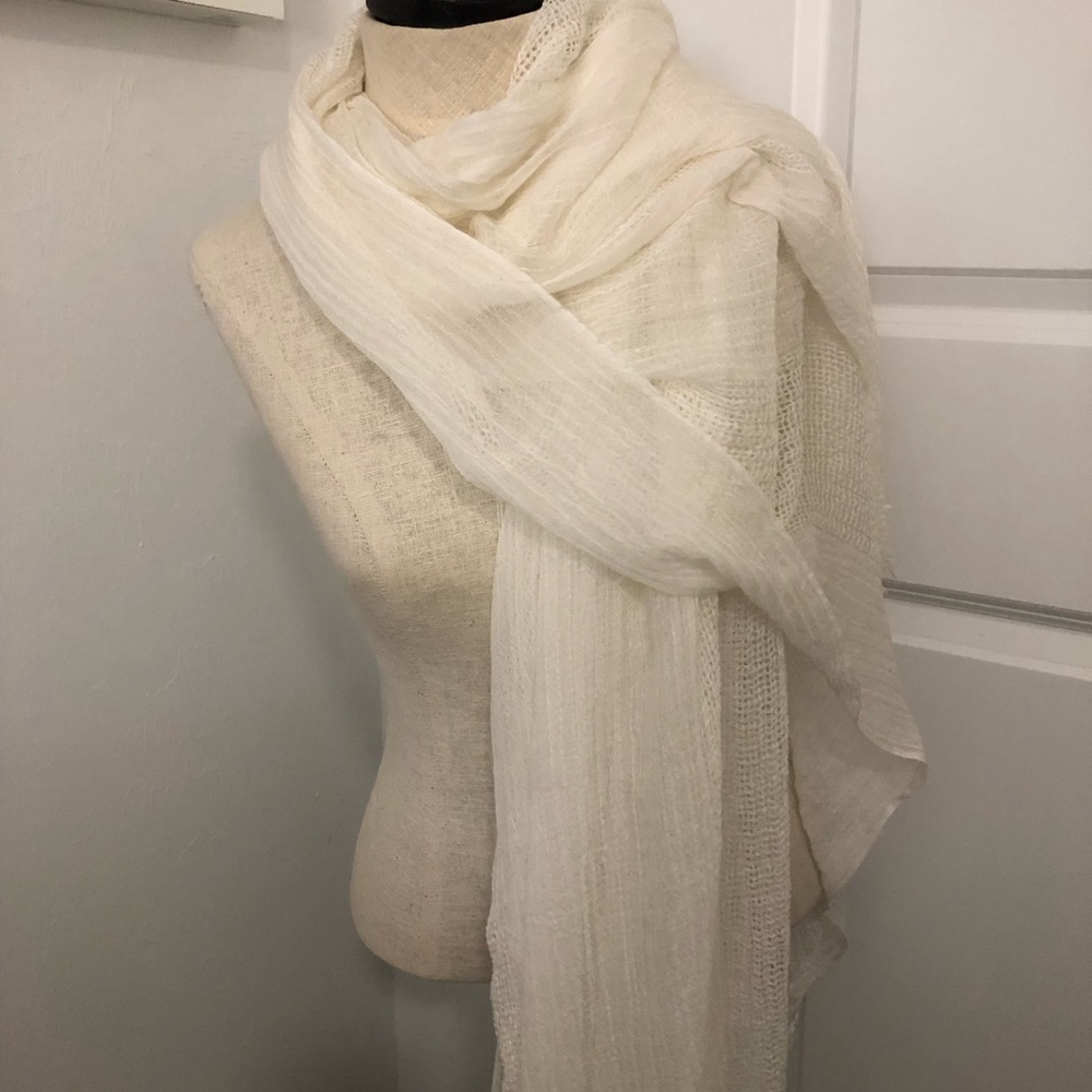 Gorgeous Winter White Lightweight Cotton Gauze Scarf